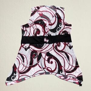 Swirl print babydoll tank top handkerchief hem groovy Y2K bohemian hippie 90s